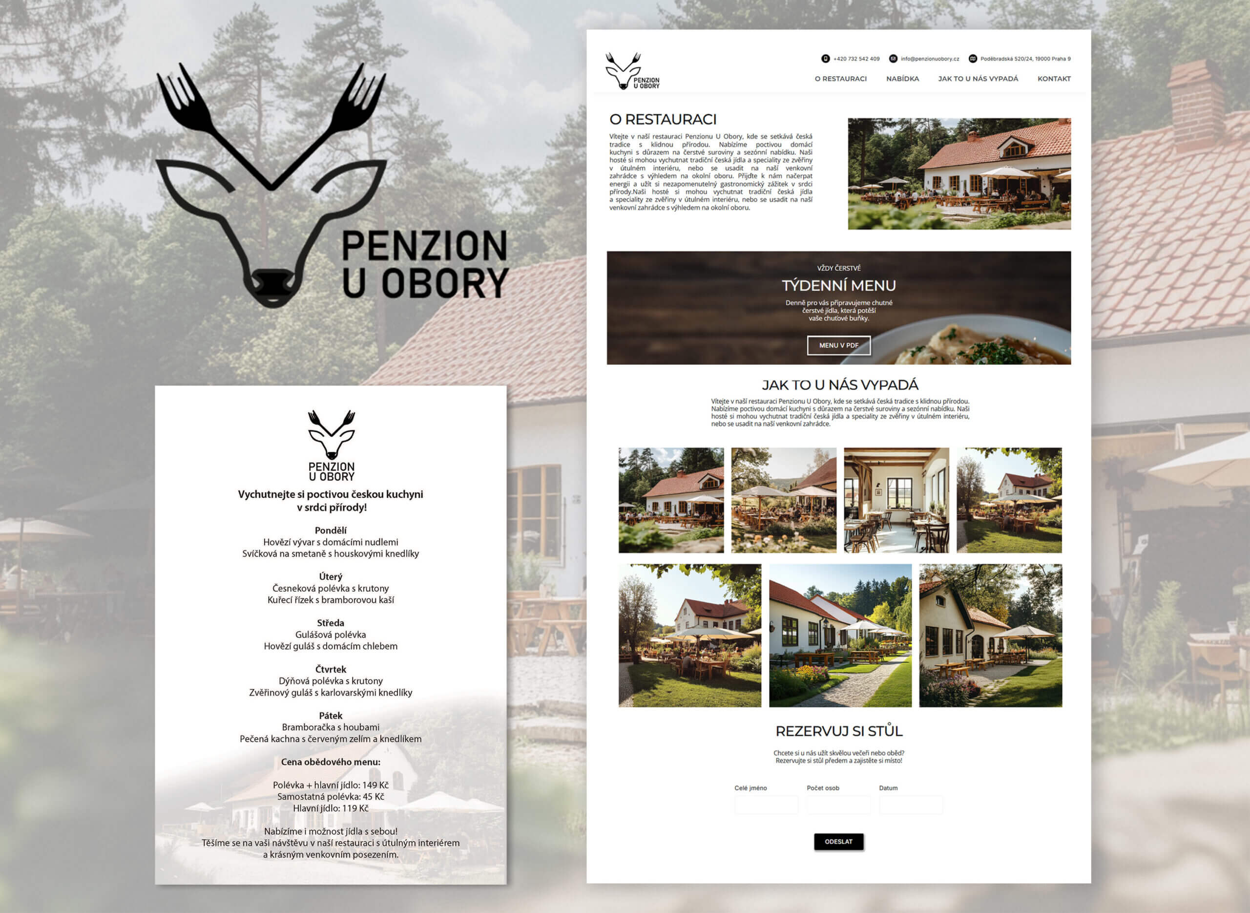 Moderní web pro restauraci Návrh webu pro restauraci, dokonale kombinuje eleganci s přírodní atmosférou. Moderní a přehledný design podtrhuje autentičnost značky, zatímco promyšlené vizuální prvky, jako je originální logo a atraktivní fotogalerie, přispívají k lepší prezentaci restaurace. Tento web nejen zaujme návštěvníky, ale také je intuitivně provede nabídkou i rezervací stolu.